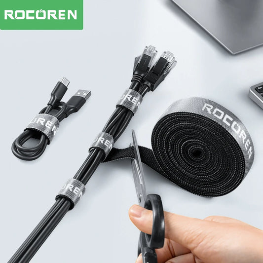 Organizador de Cabos Rocoren, Enrolador de Fios, Gerenciamento de Cabos USB, Protetor de Carregador para Celular, Mouse e Fone de Ouvido, Proteção para Cabos