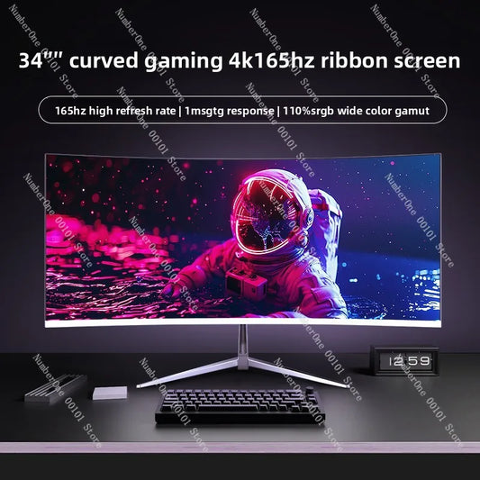 Tela curva de 34 polegadas - Tela 4K 165Hz com curvatura 1500R para uma experiência imersiva e ampla.