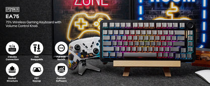 EPOMAKER 75% QWERTY Layout Hot-Swap Gasket-Mounted Wired/2.4GHz/Bluetooth Wireless Mechanical Keyboard RGB Backlight