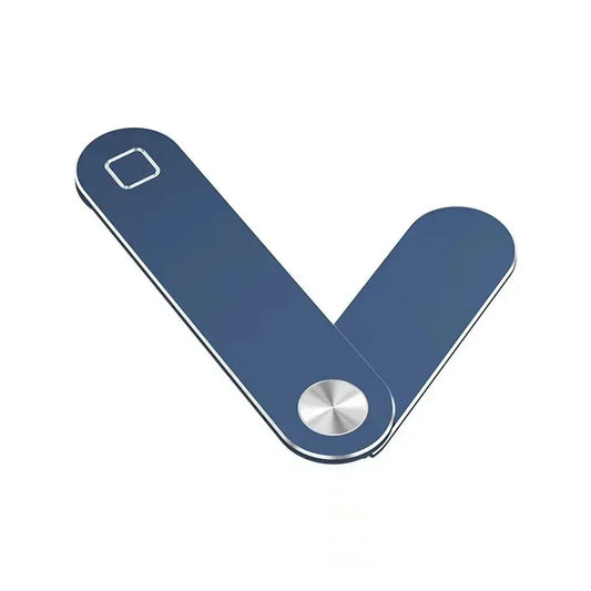 Suporte magnético portátil em liga de alumínio para celular com extensão metálica para tela lateral de laptop.