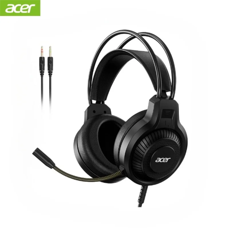 Fones de ouvido Acer Gaming com microfone, som surround virtual estéreo 7.1, luz LED e graves potentes, para jogos de computador (OHW303).