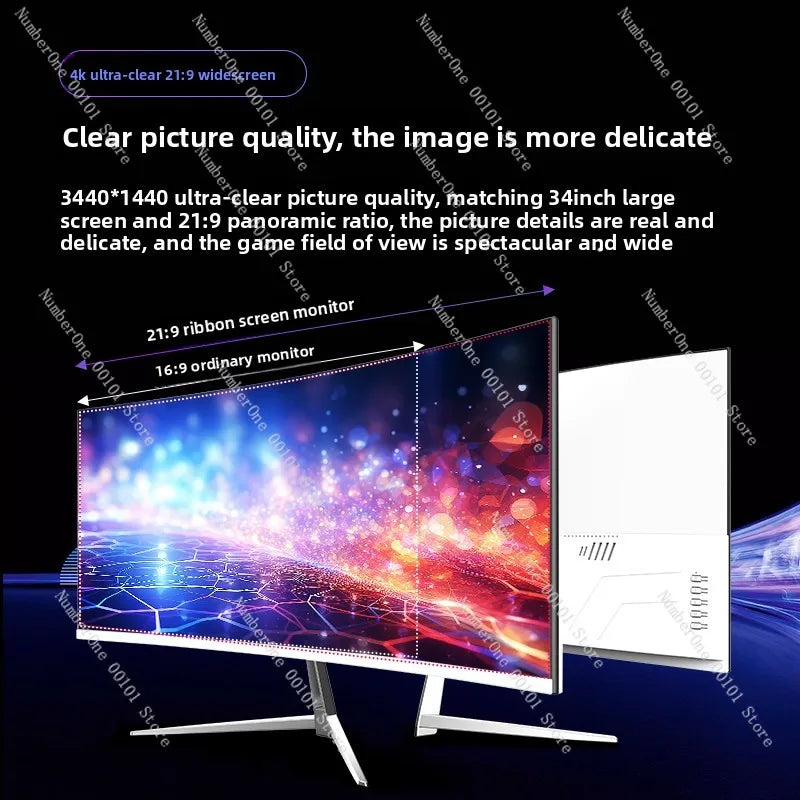 Tela curva de 34 polegadas - Tela 4K 165Hz com curvatura 1500R para uma experiência imersiva e ampla.