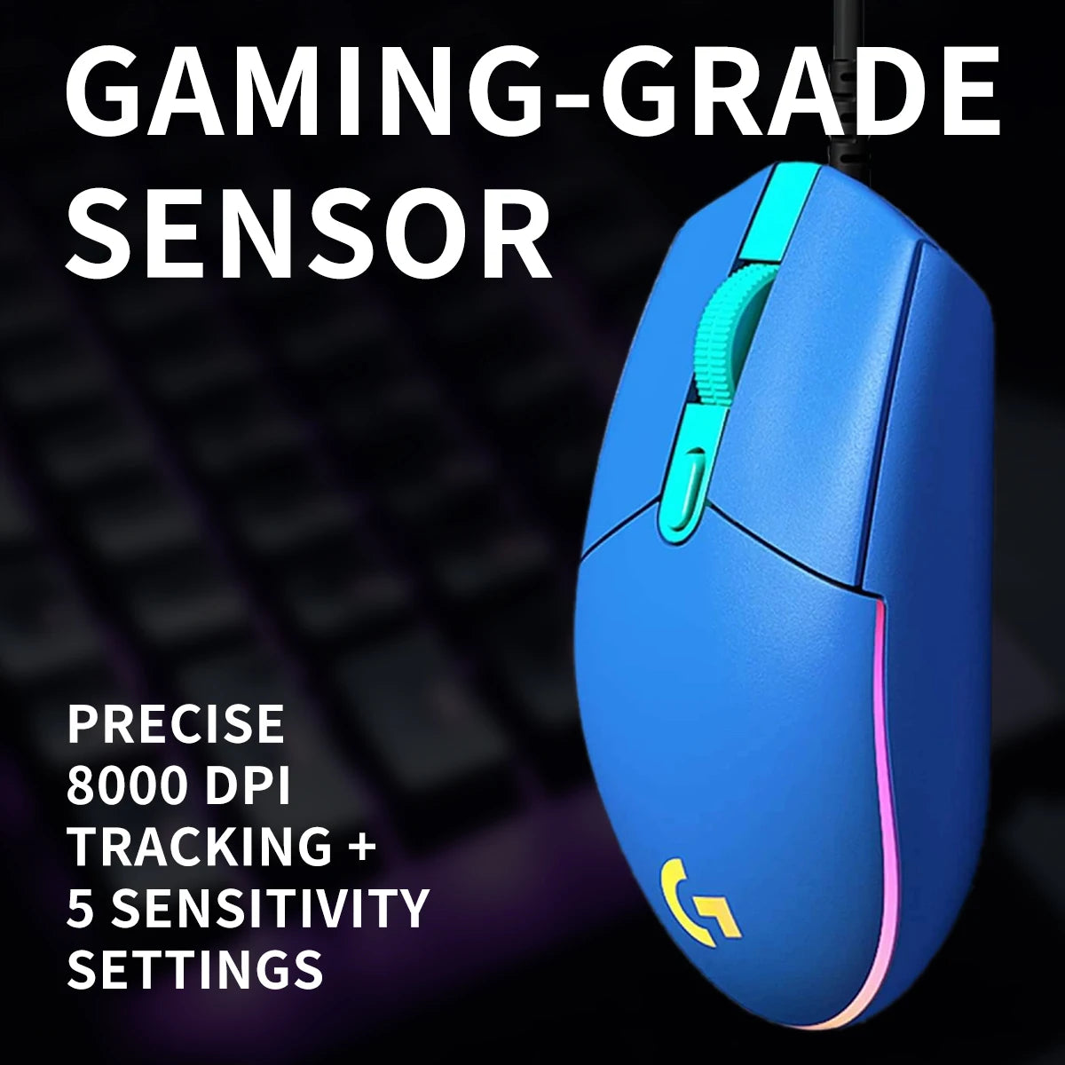 Logitech G203 Wired Mouse Gamer, Esports-Grade, 6 Programmable Buttons & Multi-Color for Competitive Games