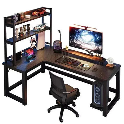 Mesas de computador de canto modernas, mesa dupla, mesa para jogos em cibercafé, mesa para casa, estante integrada, móveis de escritório