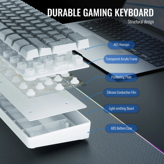 Conjunto de teclado, teclado numérico e mouse para jogos ao 60%, O mini teclado para jogos tem 61 teclas e apresenta uma verdadeira retroiluminação RGB