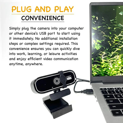 Mini Webcam 4K HD com Microfone, Webcam 2K Full HD, 30fps, Foco Automático, USB, para PC, Laptop e Gravação de Vídeo.