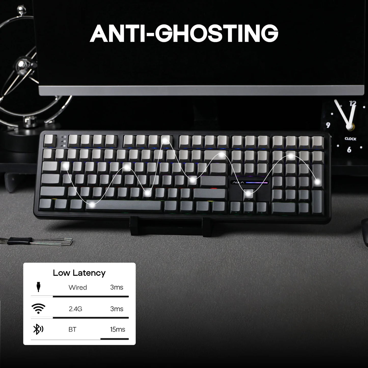 EPOMAKER x AULA F108 Full Size 100% ANSI Layout Hot-Swap Wired/2.4GHz/Bluetooth 5.0 Wireless Mechanical Keyboard RGB Backlight