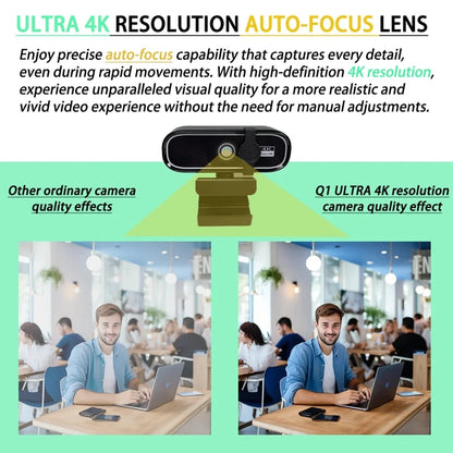Mini Webcam 4K HD com Microfone, Webcam 2K Full HD, 30fps, Foco Automático, USB, para PC, Laptop e Gravação de Vídeo.
