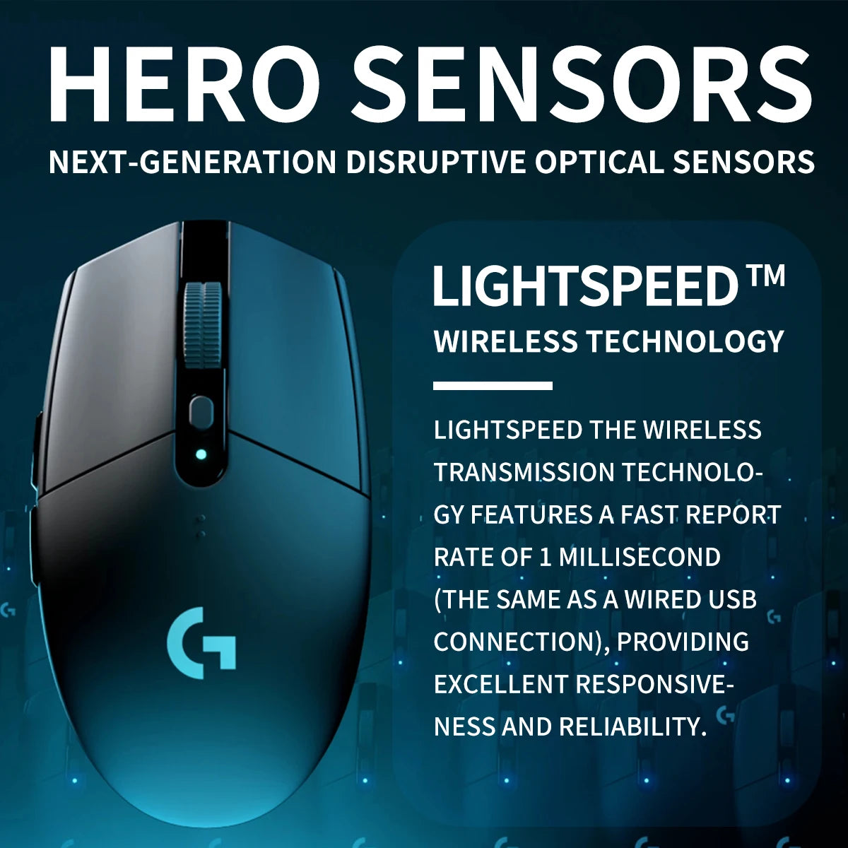 Wireless G304 /G305 Mouse Bateria de longa duração, perfeita para trabalho de escritório e sessões de jogos.