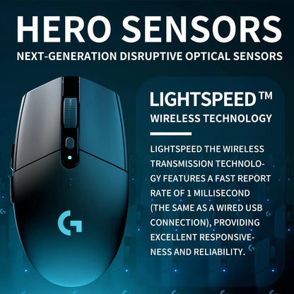 Wireless G304 /G305 Mouse Bateria de longa duração, perfeita para trabalho de escritório e sessões de jogos.