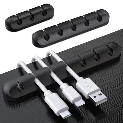 Organizador de Cabo USB de Silicone, Enrolador de Cabo de Carregamento USB, Clipes Organizadores para Cabos de Mesa, Suporte para Cabos de Mouse e Fones de Ouvido