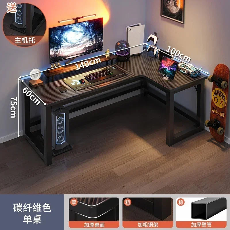 Mesas de computador de canto modernas, mesa dupla, mesa para jogos em cibercafé, mesa para casa, estante integrada, móveis de escritório