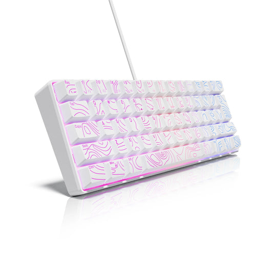 Conjunto de teclado, teclado numérico e mouse para jogos ao 60%, O mini teclado para jogos tem 61 teclas e apresenta uma verdadeira retroiluminação RGB