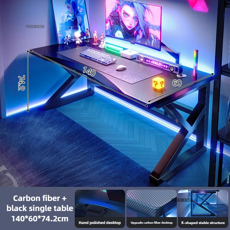Mesas de computador nórdicas em fibra de carbono para casa, escritório, quarto, estudantes, para alugar, estilo simples, para jogos de eSports.
