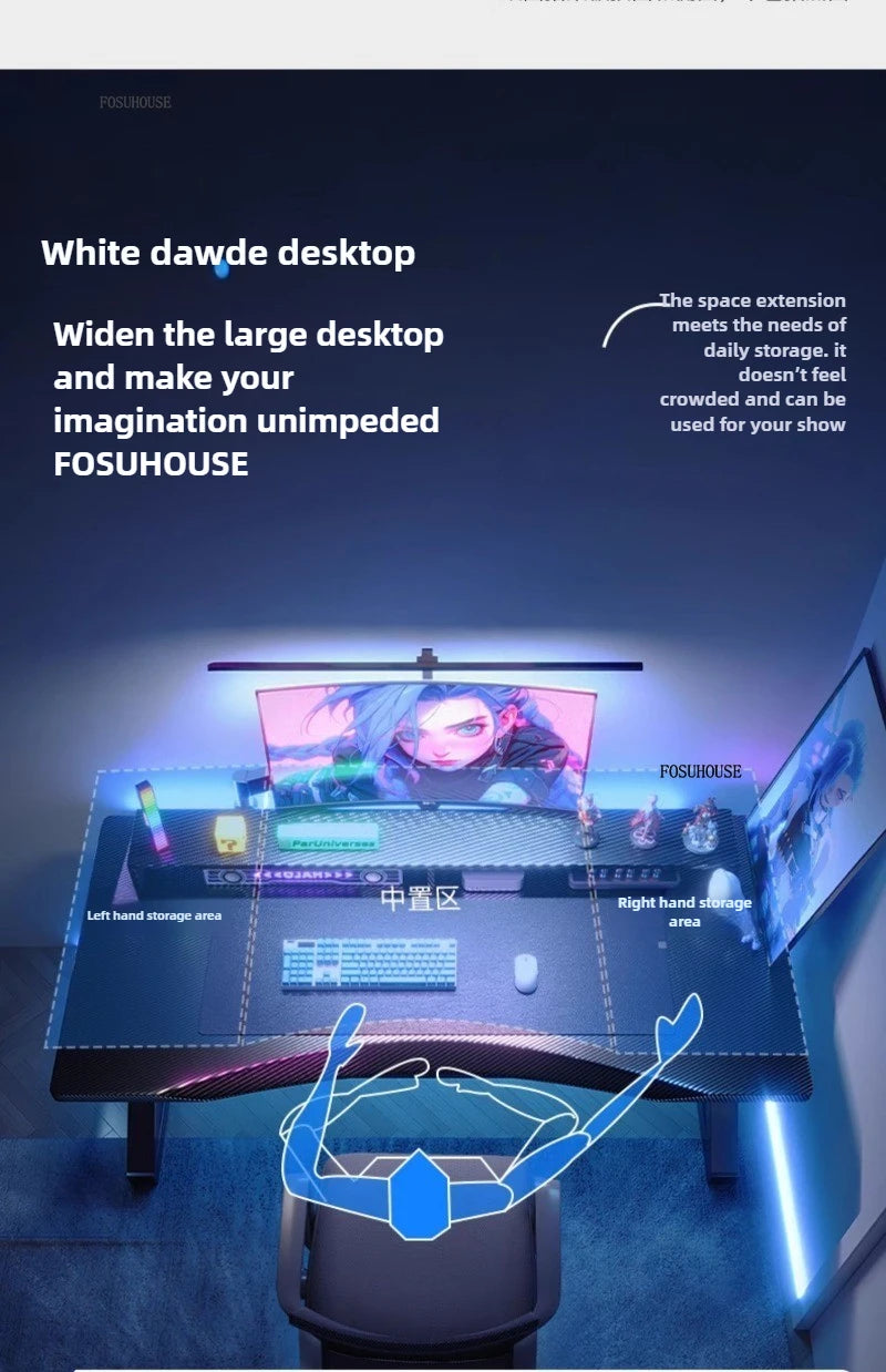 Mesas de computador nórdicas em fibra de carbono para casa, escritório, quarto, estudantes, para alugar, estilo simples, para jogos de eSports.