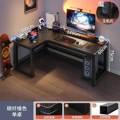 Mesas de computador de canto modernas, mesa dupla, mesa para jogos em cibercafé, mesa para casa, estante integrada, móveis de escritório
