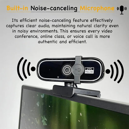 Mini Webcam 4K HD com Microfone, Webcam 2K Full HD, 30fps, Foco Automático, USB, para PC, Laptop e Gravação de Vídeo.
