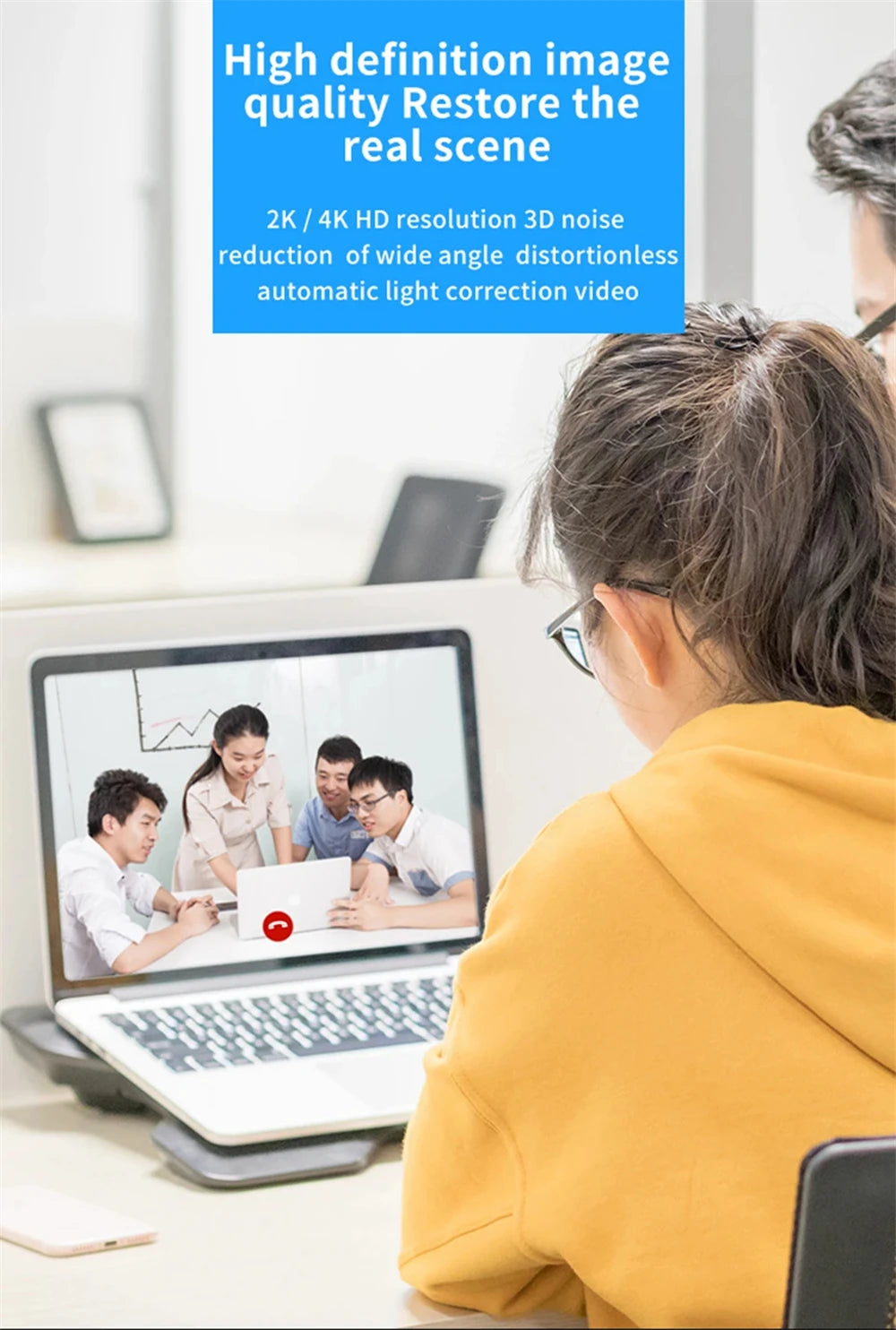 Webcam portátil Full HD 1080P 2K 4K para PC e laptop, com foco automático, ideal para transmissões ao vivo com microfone e iluminação. Transmissão ao vivo flexível e com iluminação integrada.