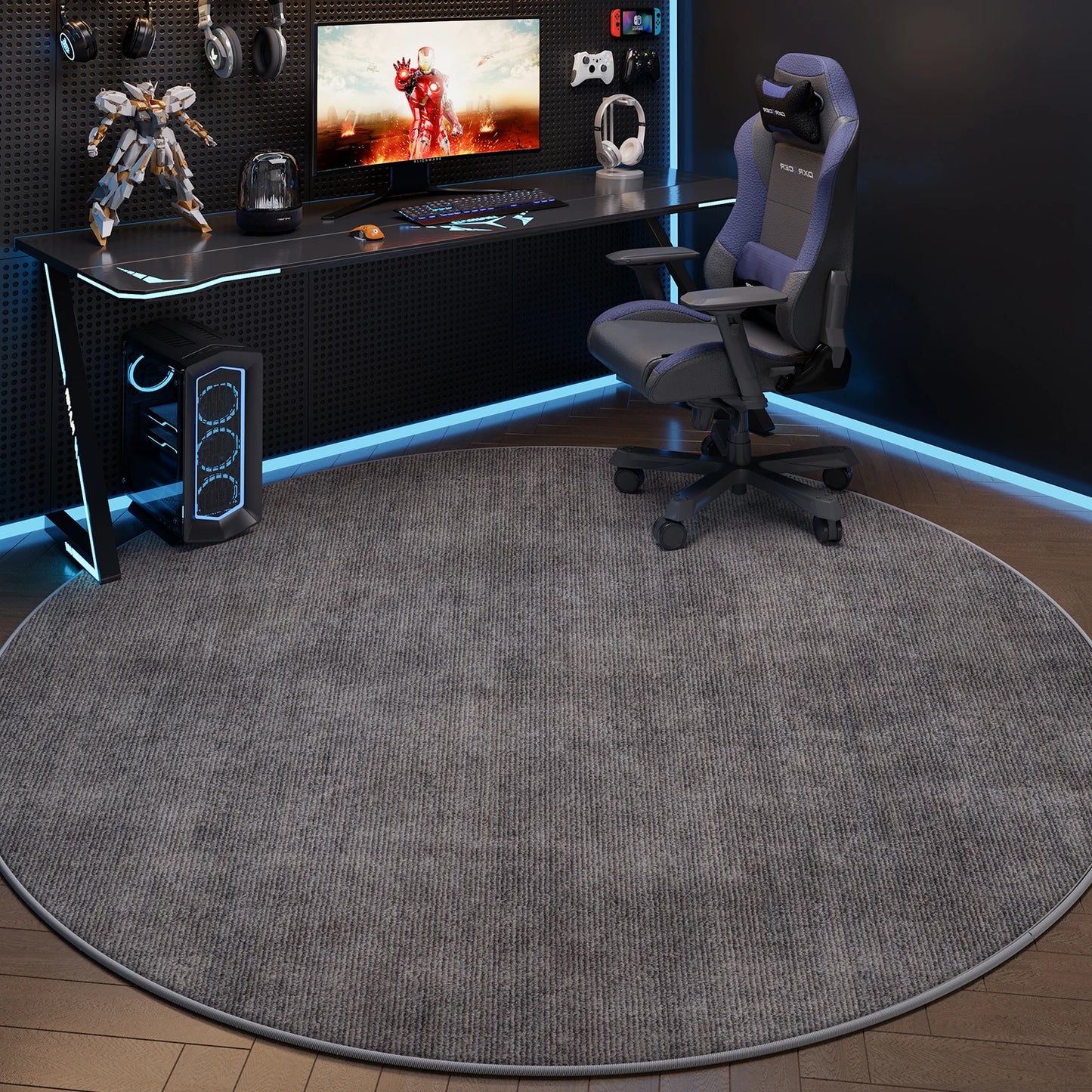 VIKAMA Tapete para cadeira de computador, cadeira giratória para sala de jogos, almofada silenciosa, cadeira de escritório, tapete lavável, decoração para casa
