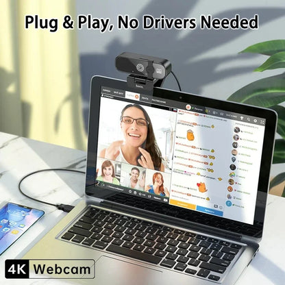 Mini Webcam 4K HD com Microfone, Webcam 2K Full HD, 30fps, Foco Automático, USB, para PC, Laptop e Gravação de Vídeo.