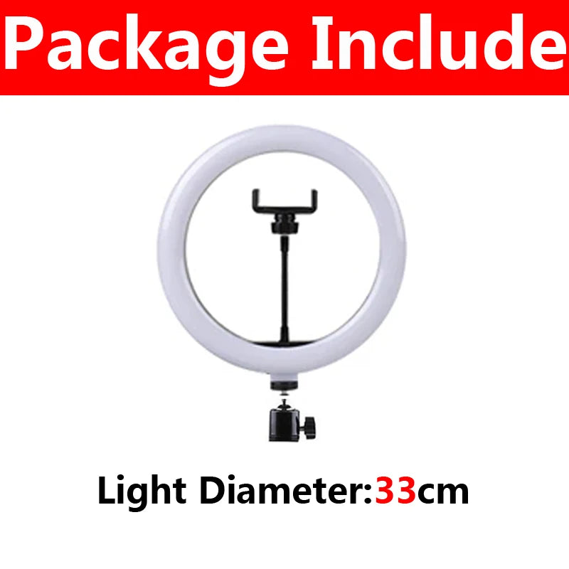 Ring Light LED para Selfie de 16/26/33cm com Intensidade Ajustável, Ideal para Fotografia, Vídeos ao Vivo e Estúdio Fotográfico com Celular.