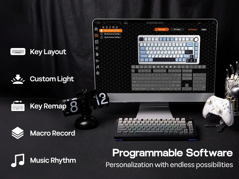 EPOMAKER 75% QWERTY Layout Hot-Swap Gasket-Mounted Wired/2.4GHz/Bluetooth Wireless Mechanical Keyboard RGB Backlight