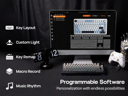 EPOMAKER 75% QWERTY Layout Hot-Swap Gasket-Mounted Wired/2.4GHz/Bluetooth Wireless Mechanical Keyboard RGB Backlight