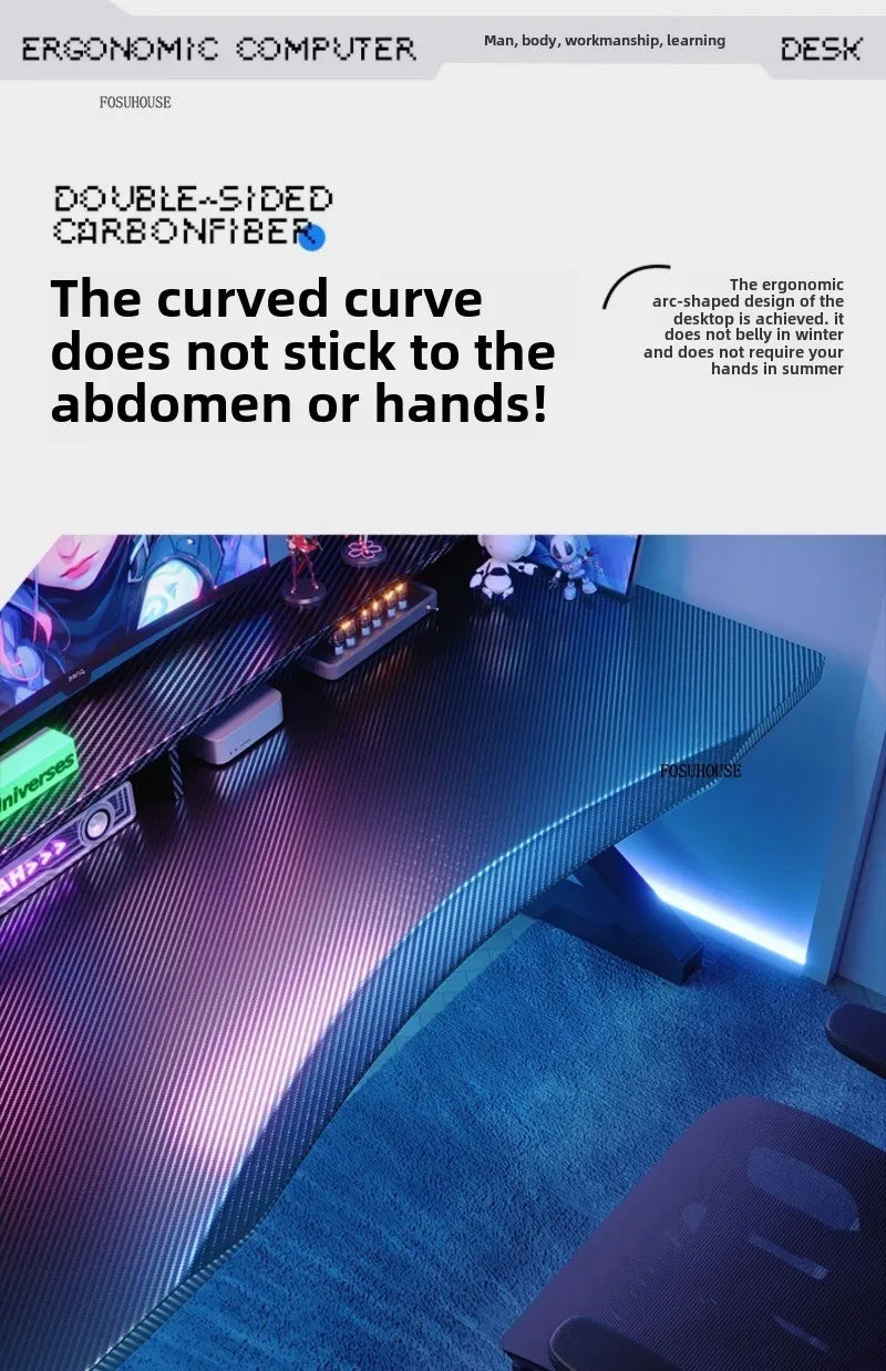 Mesas de computador nórdicas em fibra de carbono para casa, escritório, quarto, estudantes, para alugar, estilo simples, para jogos de eSports.