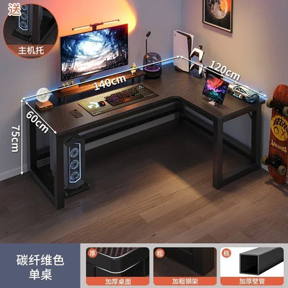 Mesas de computador de canto modernas, mesa dupla, mesa para jogos em cibercafé, mesa para casa, estante integrada, móveis de escritório