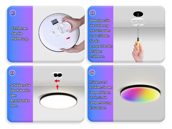 Luminária de teto LED com dimerização remota, brilho inteligente RGB, iluminação Tuya, Bluetooth, decoração de interiores, Alexa, painel de teto LED