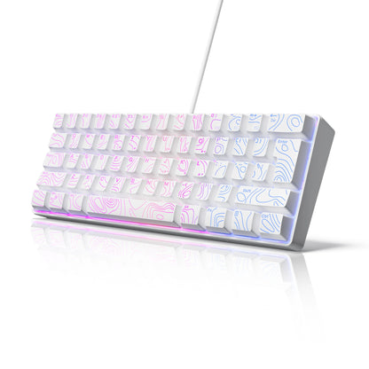 Conjunto de teclado, teclado numérico e mouse para jogos ao 60%, O mini teclado para jogos tem 61 teclas e apresenta uma verdadeira retroiluminação RGB