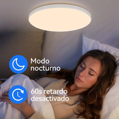 Luminária de teto LED com dimerização remota, brilho inteligente RGB, iluminação Tuya, Bluetooth, decoração de interiores, Alexa, painel de teto LED