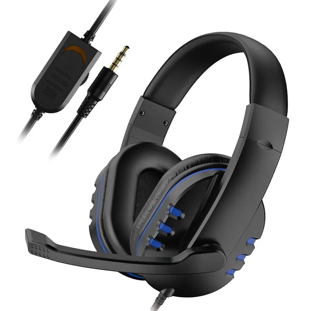 Fones de ouvido com fio de 3,5 mm para jogos, compatíveis com PS4, PlayStation 4, PC e computador, com microfone.