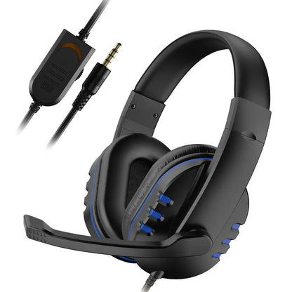 Fones de ouvido com fio de 3,5 mm para jogos, compatíveis com PS4, PlayStation 4, PC e computador, com microfone.