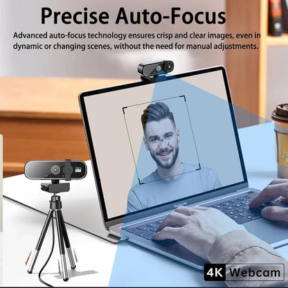Mini Webcam 4K HD com Microfone, Webcam 2K Full HD, 30fps, Foco Automático, USB, para PC, Laptop e Gravação de Vídeo.