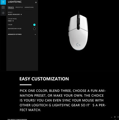 Logitech G203 Wired Mouse Gamer, Esports-Grade, 6 Programmable Buttons & Multi-Color for Competitive Games