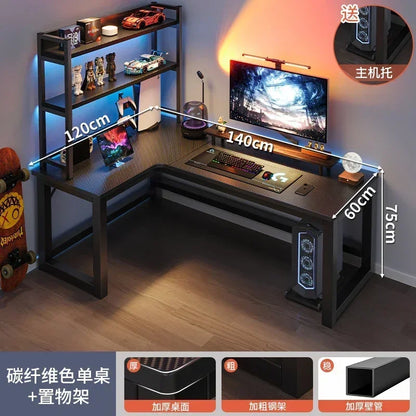 Mesas de computador de canto modernas, mesa dupla, mesa para jogos em cibercafé, mesa para casa, estante integrada, móveis de escritório