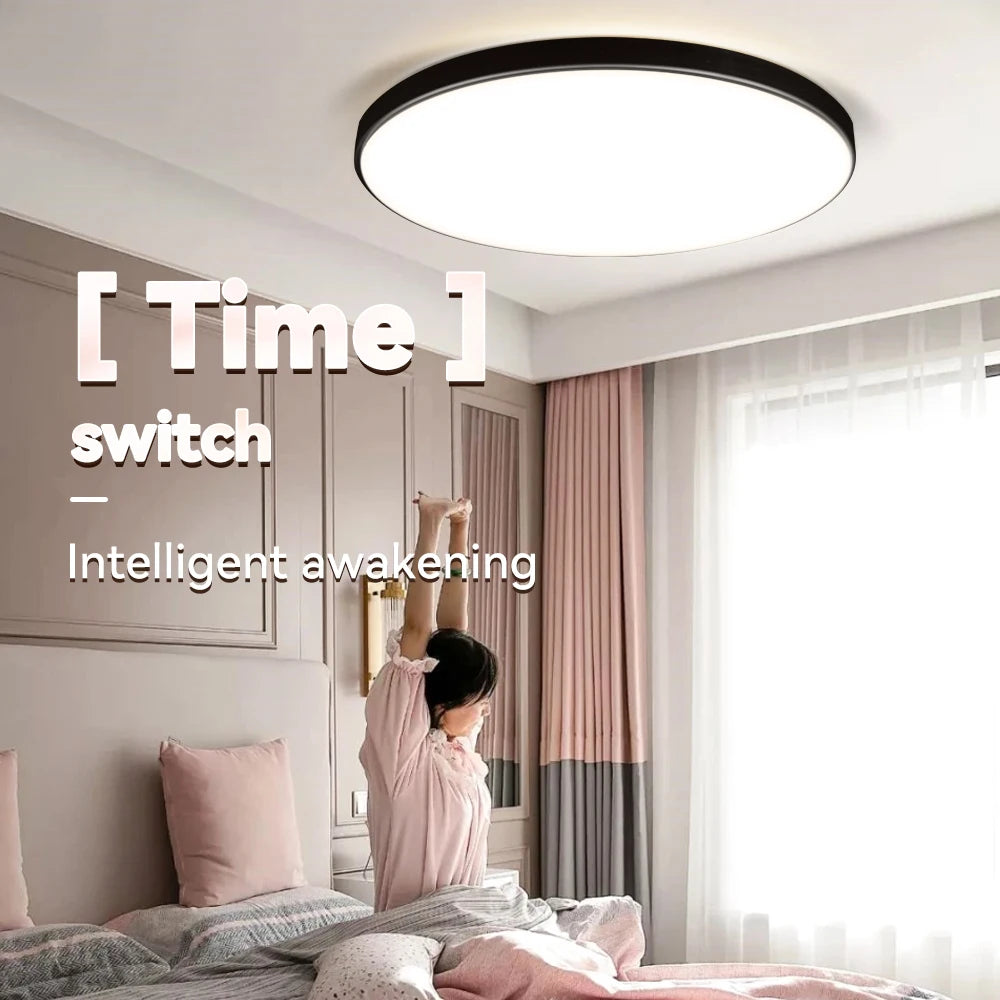 Luminária de teto LED com dimerização remota, brilho inteligente RGB, iluminação Tuya, Bluetooth, decoração de interiores, Alexa, painel de teto LED