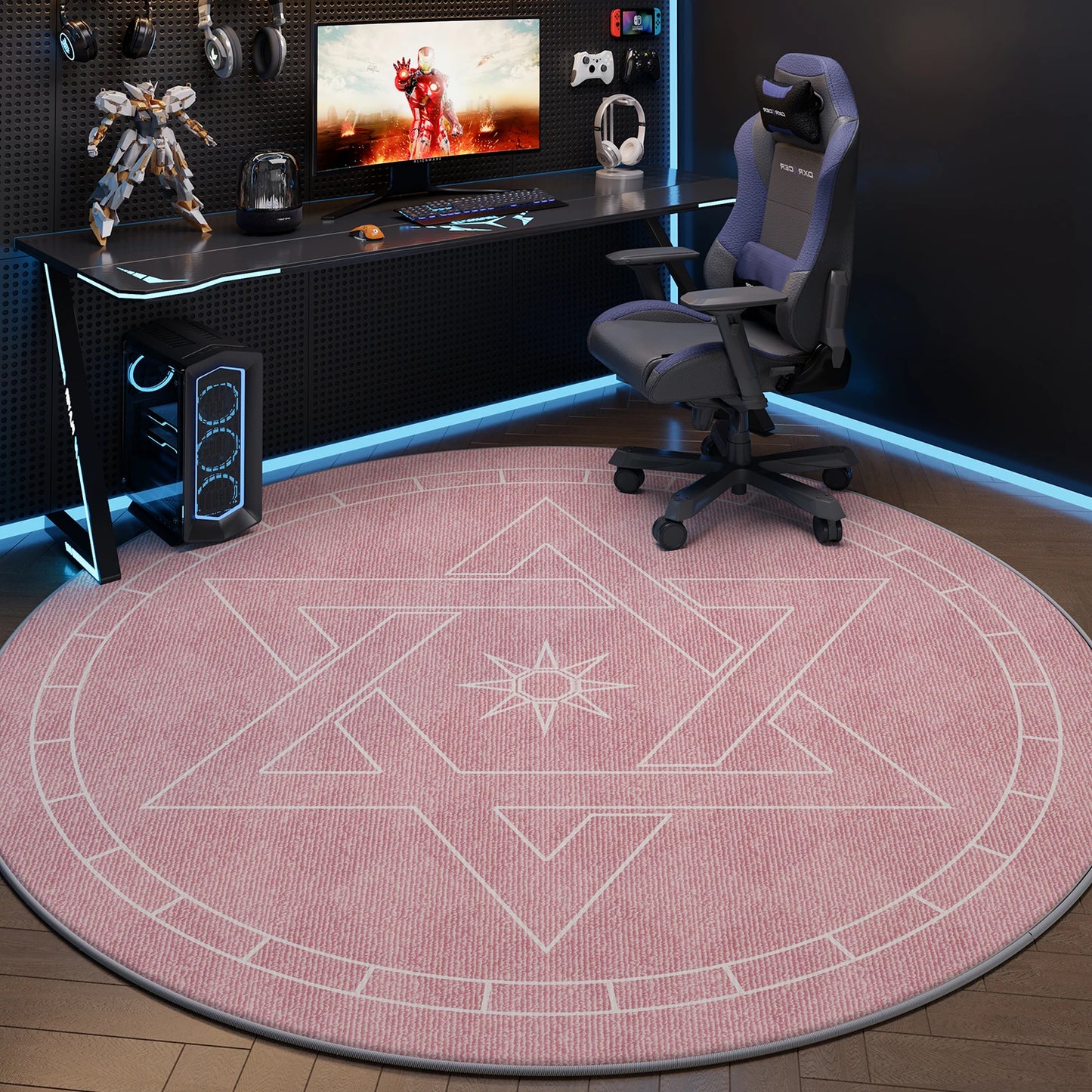 VIKAMA Tapete para cadeira de computador, cadeira giratória para sala de jogos, almofada silenciosa, cadeira de escritório, tapete lavável, decoração para casa