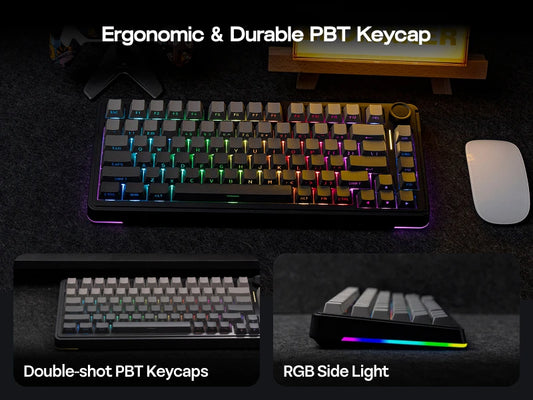EPOMAKER 75% QWERTY Layout Hot-Swap Gasket-Mounted Wired/2.4GHz/Bluetooth Wireless Mechanical Keyboard RGB Backlight