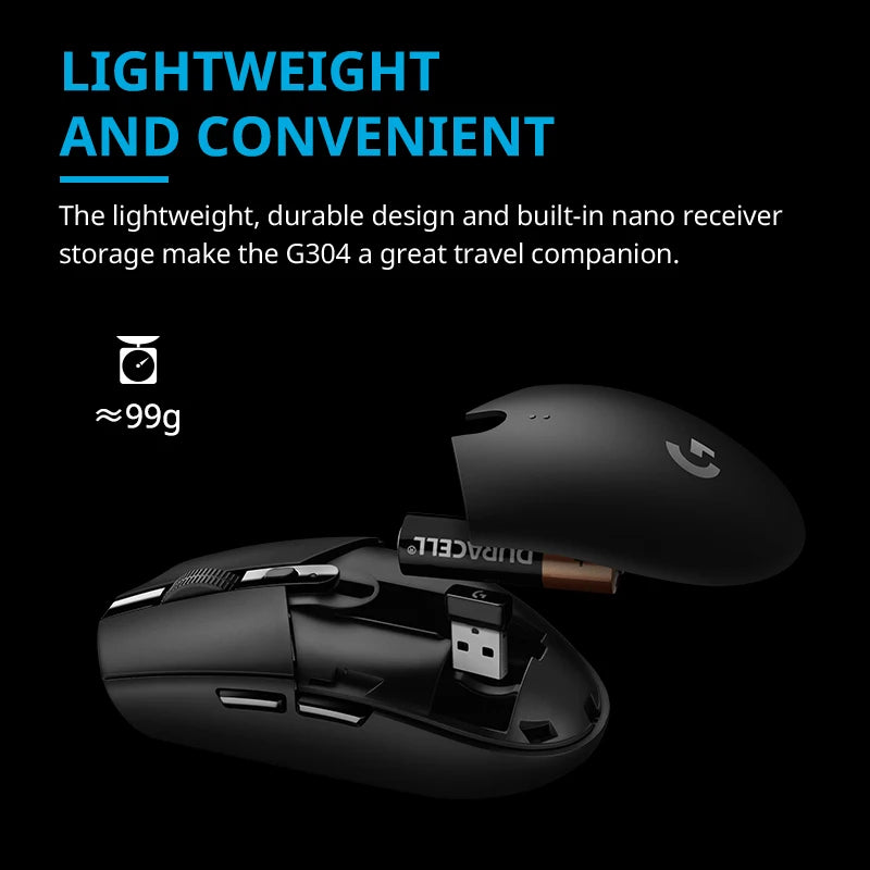 Wireless G304 /G305 Mouse Bateria de longa duração, perfeita para trabalho de escritório e sessões de jogos.
