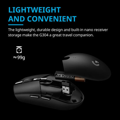 Wireless G304 /G305 Mouse Bateria de longa duração, perfeita para trabalho de escritório e sessões de jogos.