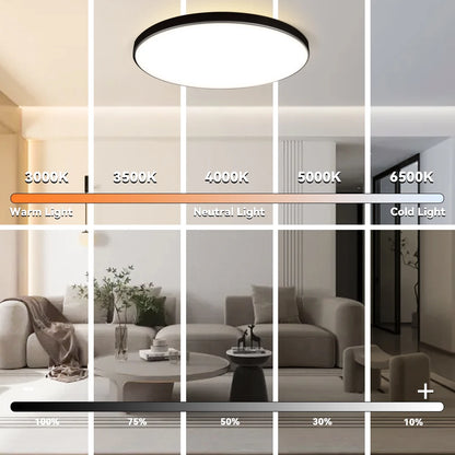 Luminária de teto LED com dimerização remota, brilho inteligente RGB, iluminação Tuya, Bluetooth, decoração de interiores, Alexa, painel de teto LED