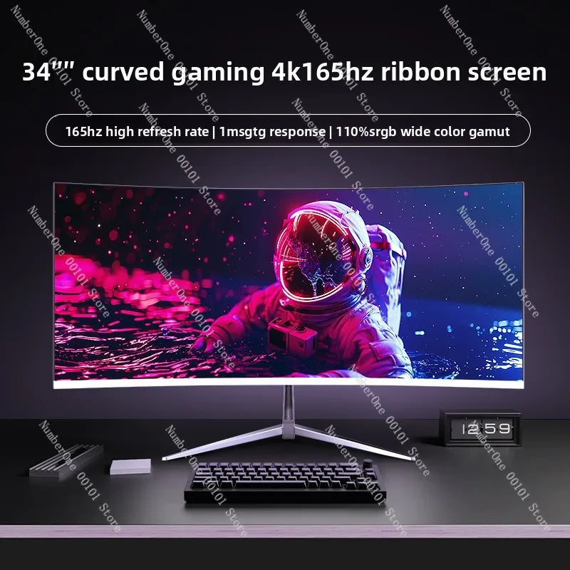 Tela curva de 34 polegadas - Tela 4K 165Hz com curvatura 1500R para uma experiência imersiva e ampla.
