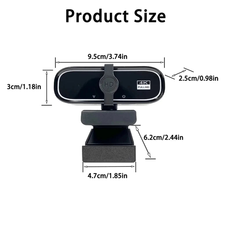 Mini Webcam 4K HD com Microfone, Webcam 2K Full HD, 30fps, Foco Automático, USB, para PC, Laptop e Gravação de Vídeo.