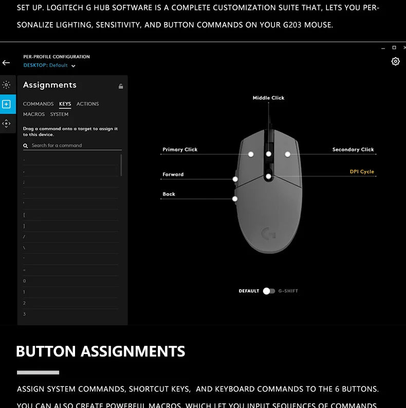 Logitech G203 Wired Mouse Gamer, Esports-Grade, 6 Programmable Buttons & Multi-Color for Competitive Games