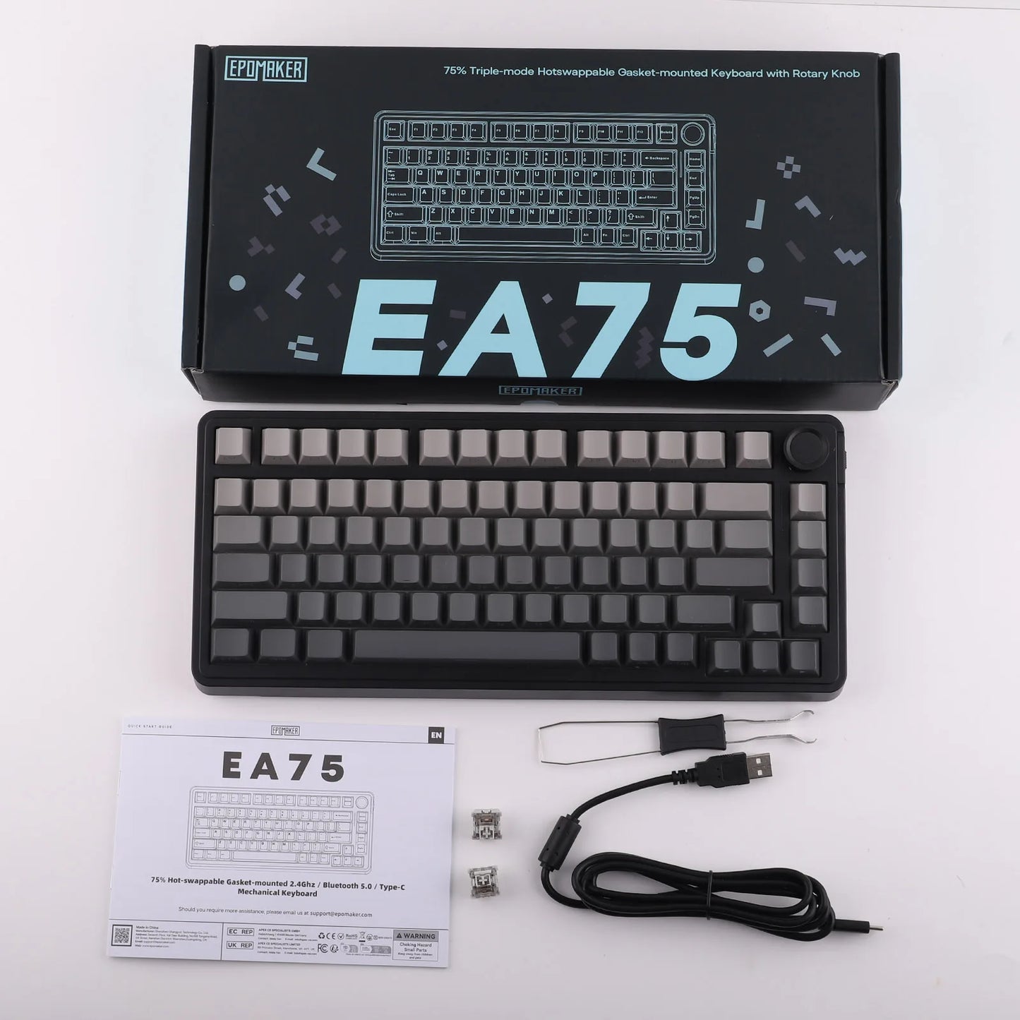 EPOMAKER 75% QWERTY Layout Hot-Swap Gasket-Mounted Wired/2.4GHz/Bluetooth Wireless Mechanical Keyboard RGB Backlight
