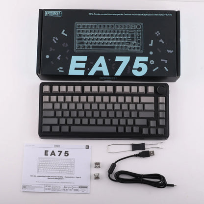EPOMAKER 75% QWERTY Layout Hot-Swap Gasket-Mounted Wired/2.4GHz/Bluetooth Wireless Mechanical Keyboard RGB Backlight