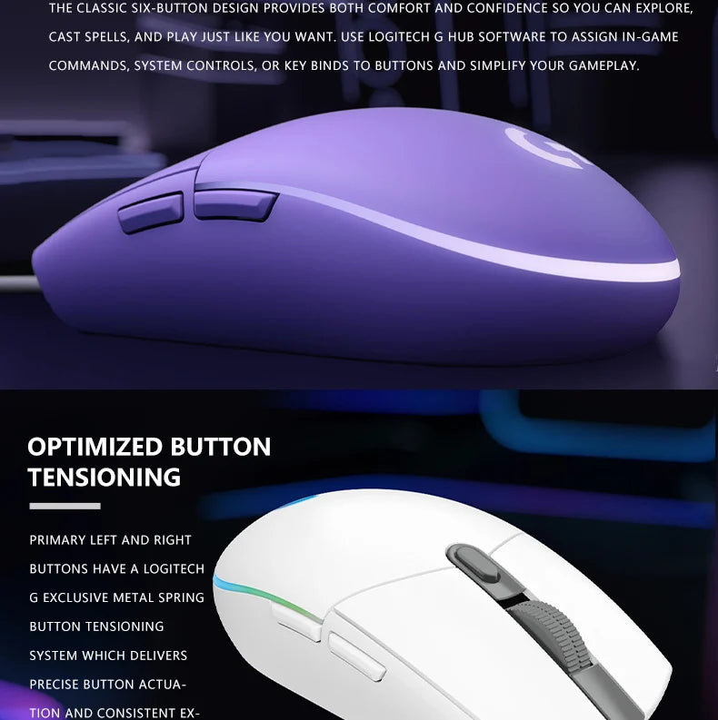 Logitech G203 Wired Mouse Gamer, Esports-Grade, 6 Programmable Buttons & Multi-Color for Competitive Games