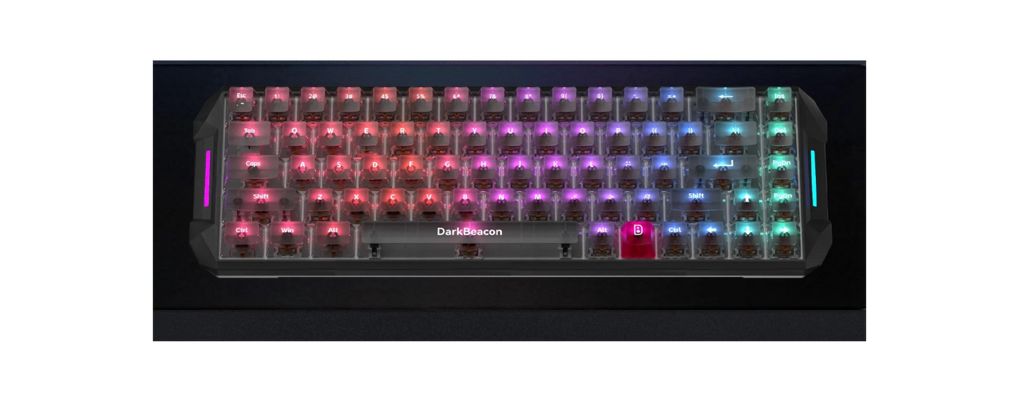 Teclado mecânico para jogos DarkBeacon Blade 68 silencioso, com teclas transparentes, RGB, com fio e troca a quente.